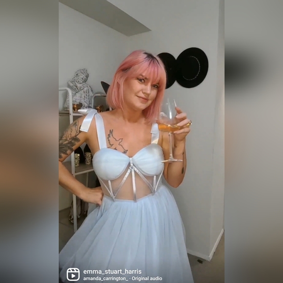 NWT - Tie Shoulder Bustier Mesh Party Dress Size Large - Picture 9 of 9